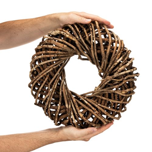 Természetes gallyakból készült kerek rattan koszorú kézműveskedéshez, 35 cm | Floristik24.hu