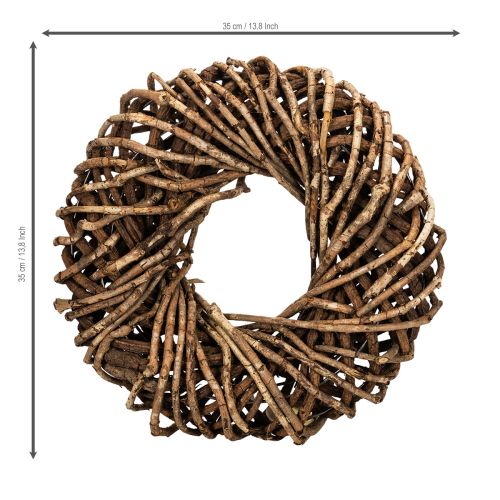 Természetes gallyakból készült kerek rattan koszorú kézműveskedéshez, 35 cm | Floristik24.hu