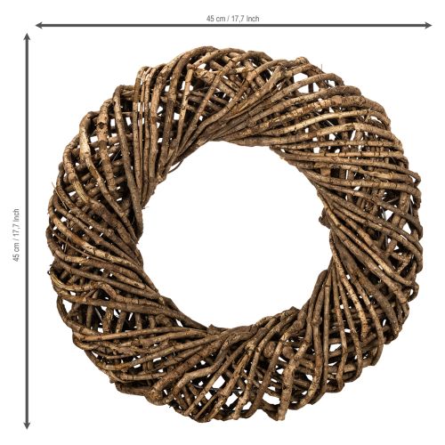 Díszes koszorú természetes ágakból, rattan koszorú, kerek, nagy, 45cm | Floristik24.hu