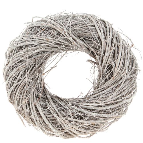 Floristik24 Koszorú szil fehér dekoratív koszorú fehérre meszelt természetes koszorú Ø25 cm
