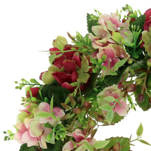 Floristik24 Hortenzia/bogyó koszorú sötétvörös Ø30cm