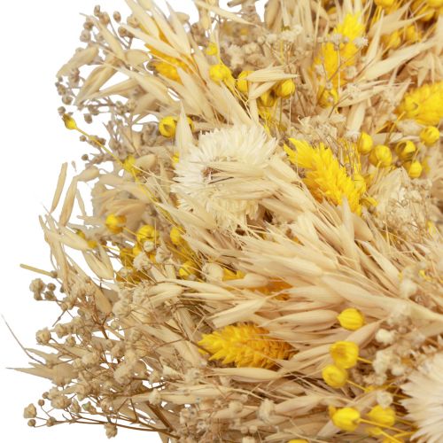 Floristik24 Dekoratív koszorú zab koszorú natúr koszorú szalmavirág sárga Ø29cm