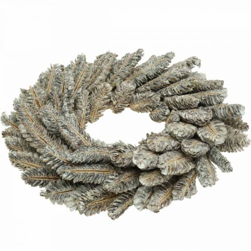 Floristik24 Dekoratív koszorúkúpok Adventi koszorú ajtókoszorú fehér, csillogó Ø35cm