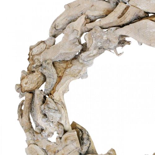 Floristik24 Fa koszorú gyökerei és ágai Fehérre mosott díszkoszorú Ø40cm H9cm