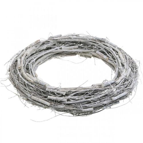 Floristik24 Deco koszorú Ø50cm fehérített bodza ágak szőlő ajtó koszorúval nagy