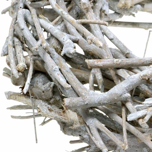 Floristik24 Dekoratív ágakból álló koszorú fehérre mosva Ø50cm