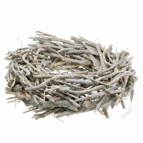 Floristik24 Dekoratív ágakból álló koszorú fehérre mosva Ø50cm