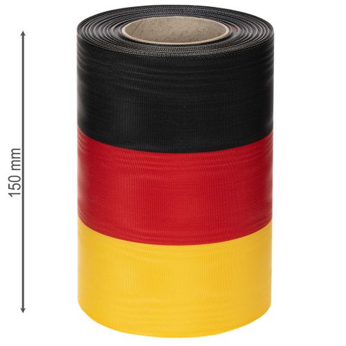 tételeket Moaré koszorú szalagok 150 mm-es fekete-piros-arany francia moaré hatással, 25 m-es tekercsben dekorációhoz és temetési szertartásokhoz