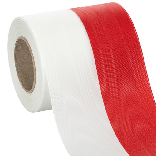 Moiré fehér-piros koszorú szalagok 100 mm vétel | Floristik24.hu