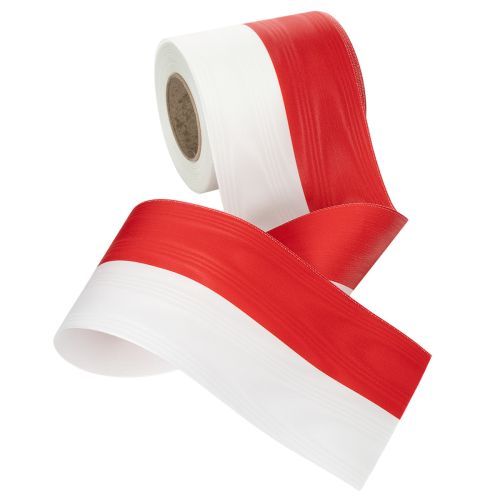 tételeket Moiré fehér-piros koszorú szalagok 100 mm