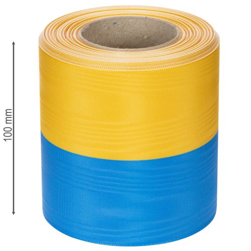 tételeket Kék és sárga moaré koszorúszalag, 100 mm, nemzeti színű szalag, klubszalag, díszszalag, ünnepi gyászszalag, acetát