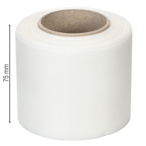 tételeket Fehér koszorúszalag, kiváló minőségű, 75mm x 25m - dekoratív szalag virágkötészethez és temetési szertartásokhoz, ideális nyomtatáshoz.
