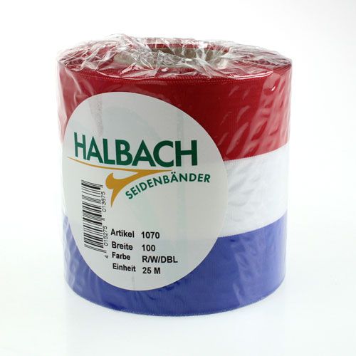 Floristik24 Koszorúszalagok Moiré kék-fehér-piros 100 mm