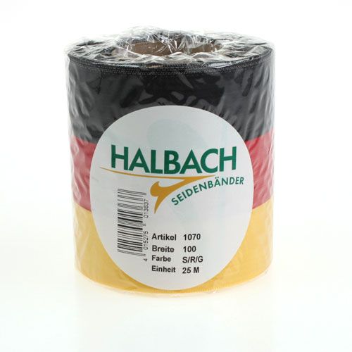 Floristik24 Koszorúszalagok Moiré fekete-piros-arany 100 mm