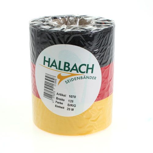 Floristik24 Koszorúszalagok Moiré fekete-piros-arany 125 mm