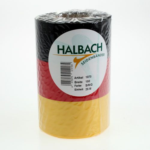 tételeket Moaré koszorú szalagok 150 mm-es fekete-piros-arany francia moaré hatással, 25 m-es tekercsben dekorációhoz és temetési szertartásokhoz