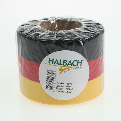 Floristik24 Koszorúszalagok Moiré fekete-piros-arany 75 mm