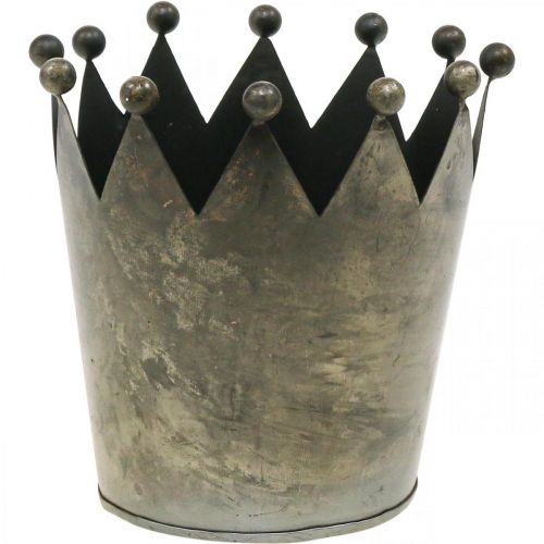 tételeket Deco korona antik megjelenés szürke fém asztaldísz Ø15cm H15cm
