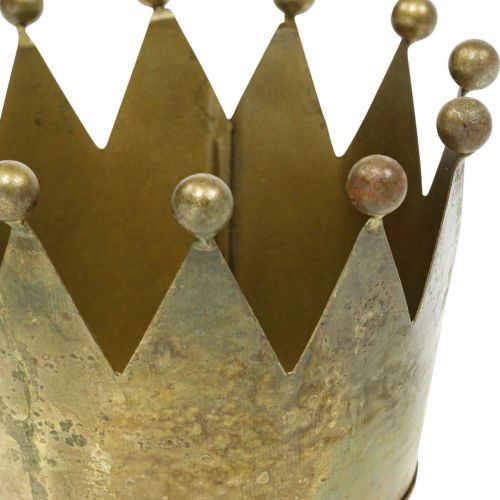 tételeket Deco korona antik sárgaréz megjelenésű fém asztaldísz Ø14cm H9cm