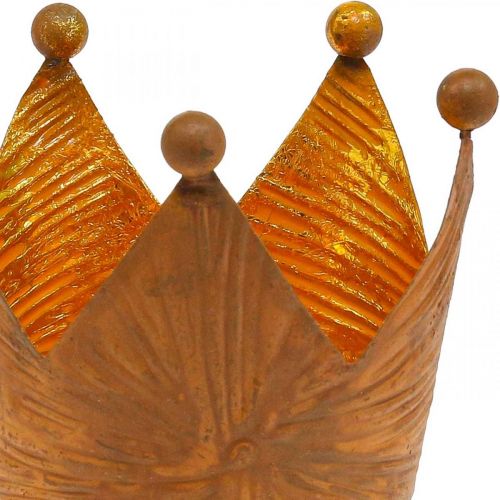 tételeket Tealámpa tartó korona rozsda arany megjelenésű fém dekoráció H10cm