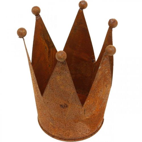 Floristik24 Korona fém rozsda díszítéssel patina ültetéshez Ø10,5cm H13,5cm