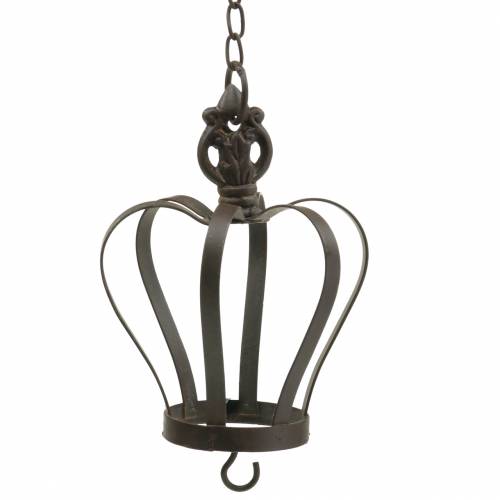 tételeket Fém korona horoggal akasztható rozsdabarna Ø11cm H17cm