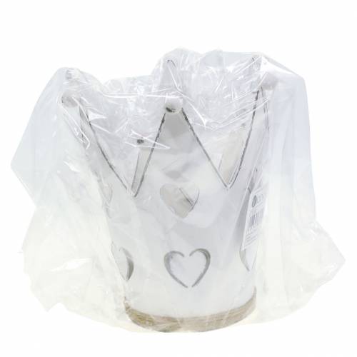 Floristik24 Cink edénykorona szívek fehérre mosva Ø12/14cm 2db