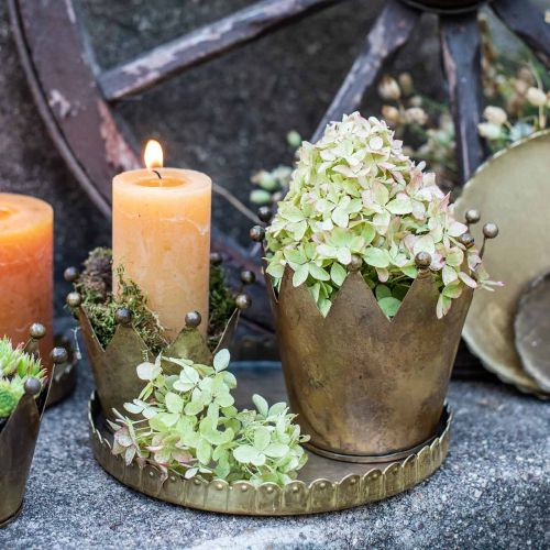 tételeket Korona gyertyatartó fém antik sárgaréz megjelenés Ø12,5cm H11,5cm