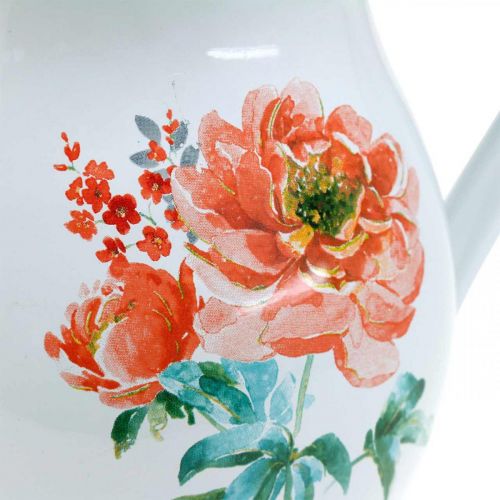 Floristik24 Dekoratív kancsó, virágváza vintage megjelenés, zománcozott kancsó rózsa mintával H19cm