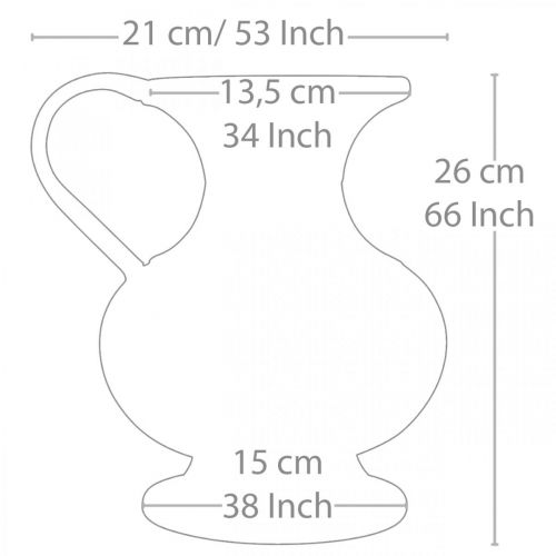 Floristik24 Deco kancsó antik megjelenésű váza vintage fém kerti dekoráció H26cm