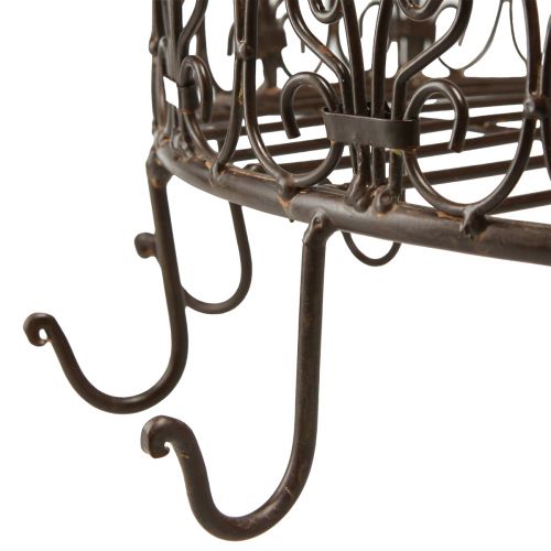 Floristik24 Küchenkrone konyhai akasztókosár horgokkal barna rozsdás megjelenés Ø40cm