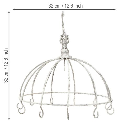Floristik24 Konyhai korona Konyhai fogas fém fehér Shabby Chic Ø31,5cm