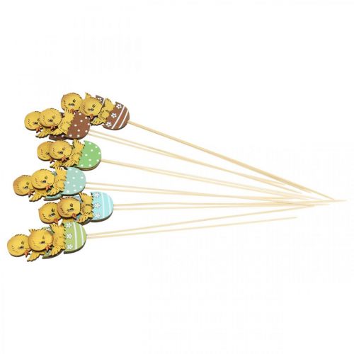 tételeket Húsvéti dekorációs csaj tojásban fa díszfigura pálcikán Húsvét 7cm 12 db