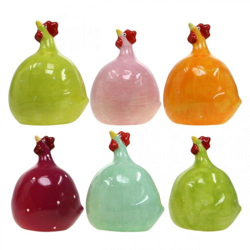 Floristik24 Dekoratív csirke kerámia, Vicces csirke húsvéti dekoráció H10,5 cm Válogatott 6db