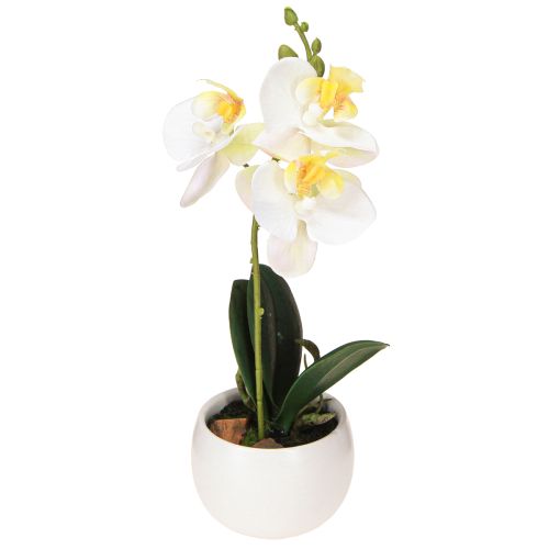 Mesterséges orchideák cserépben fehér mini orchideák Ø7cm H22cm