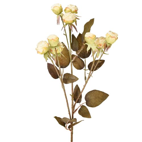 Műrózsa fonnyadt Drylook 9 szirmú krém 69cm