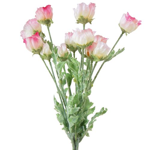 Floristik24 Mesterséges Pipacsok Dekoratív Selyem Virágok Rózsaszín 42cm 4db