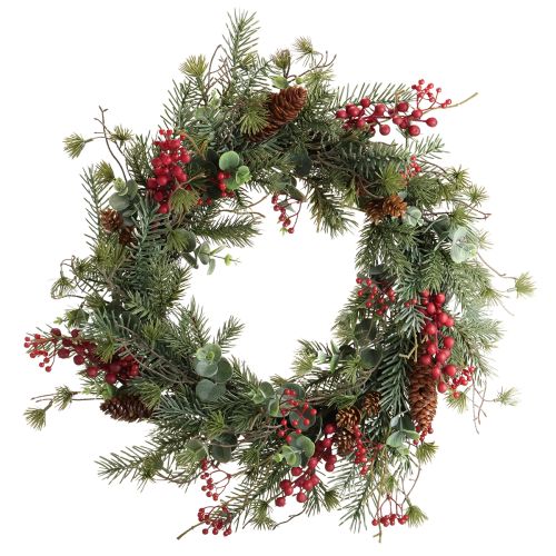 Floristik24 Mesterséges adventi koszorú piros bogyós díszkoszorú Ø45cm