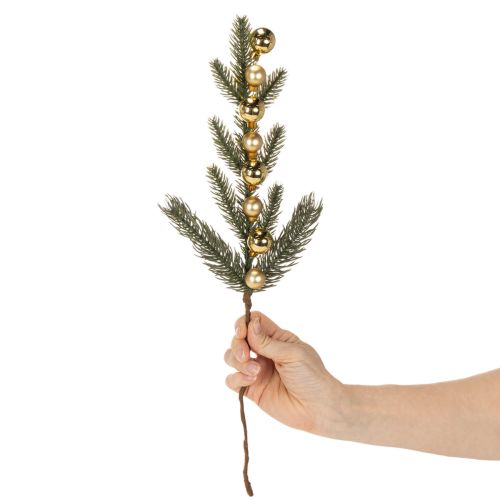 Műfenyőág arany színű mini karácsonyfadíszekkel, 46 cm, 2 darab | Floristik24.hu