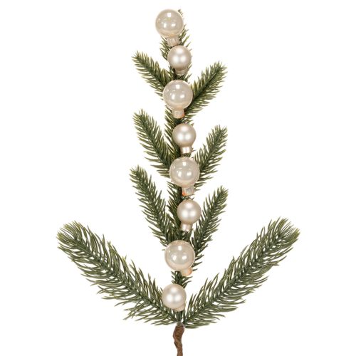 Műfenyőág fehér mini karácsonyfadíszekkel, 46 cm, 2 darab