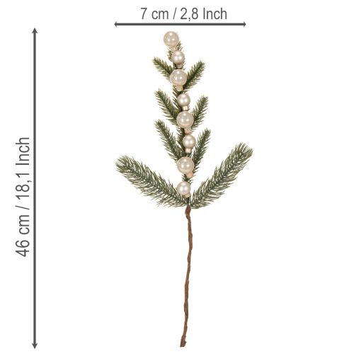 Műfenyőág fehér mini karácsonyfadíszekkel, 46 cm, 2 darab | Floristik24.hu