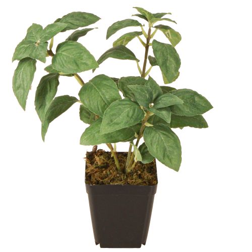 Mesterséges bazsalikom cserepes fűszernövények zöld színben H22cm