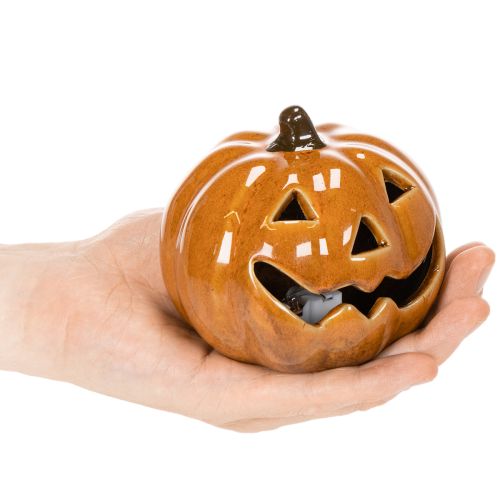 Kerámia Tök LED Halloween Dekoráció Kis 10cm | Floristik24.hu