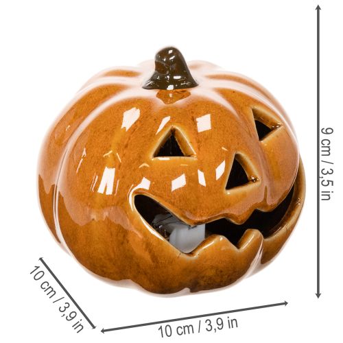 Kerámia Tök LED Halloween Dekoráció Kis 10cm | Floristik24.hu