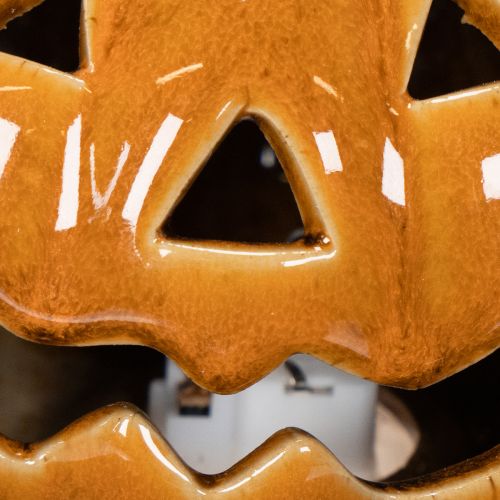 Kerámia Tök LED Halloween Dekoráció Kis 10cm | Floristik24.hu