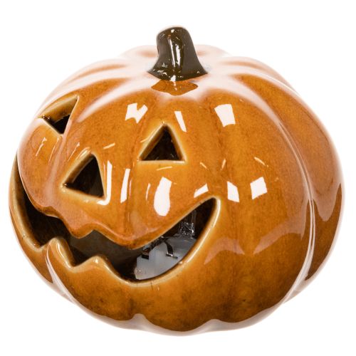 Kerámia Tök LED Halloween Dekoráció Kis 10cm | Floristik24.hu