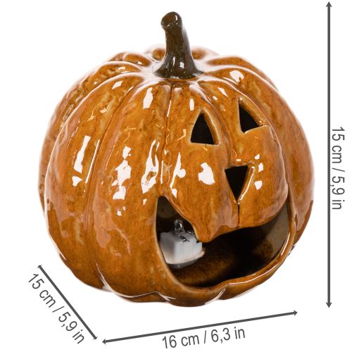 Kerámia tök Halloween LED dekoráció 15cm | Floristik24.hu