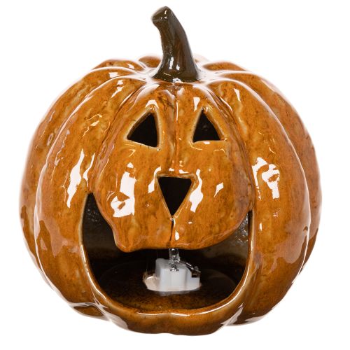 Kerámia tök Halloween LED dekoráció 15cm | Floristik24.hu