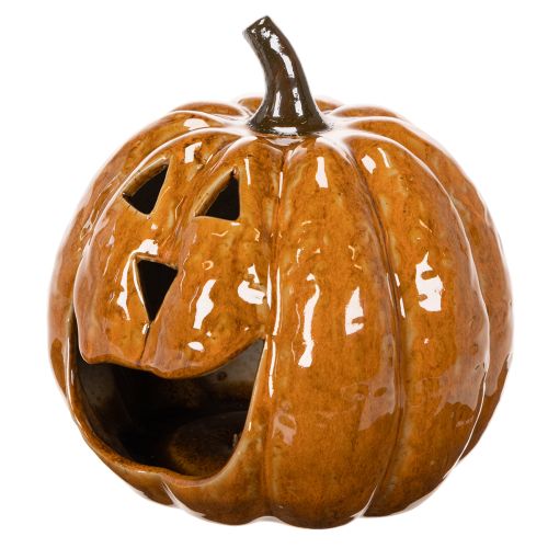 Kerámia tök Halloween LED dekoráció 15cm | Floristik24.hu