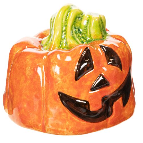 Dekoratív kerámia tökfigura őszre és Halloweenre, 8cm